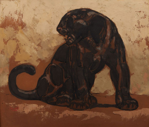 Vente par "L'Huillier et Ass SVV" du 02/12/2022 - Jaguar noir assis. (lot n°192)